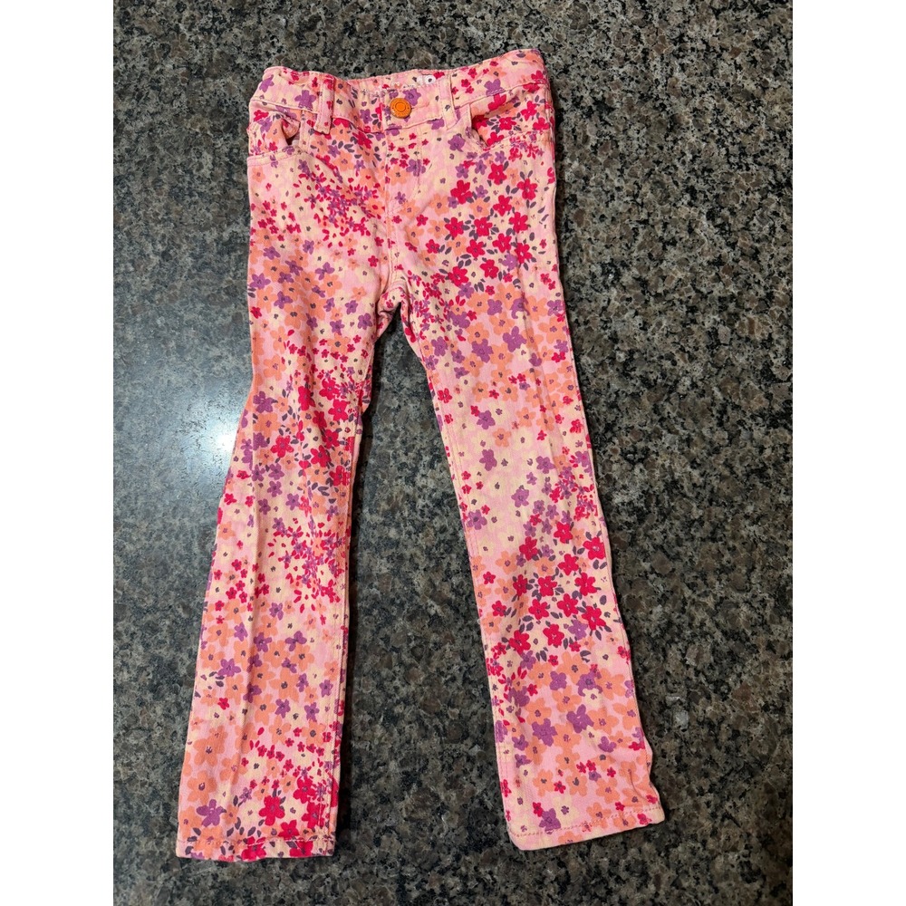 Baby Gap 1969 Kids Pink Floral Denim Jeans Adjustable Waist Size 4 Years RN54023